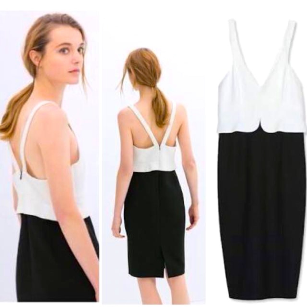 Zara black and white midi dress